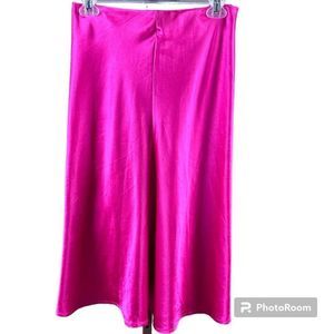 Boohoo Bias midi slip skirt satin silky hot pink barbiecore casual  UK 10 US 6